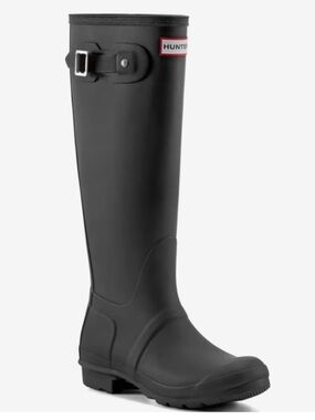 Hunter Black Tall Adjustable Buckle Rain Boot